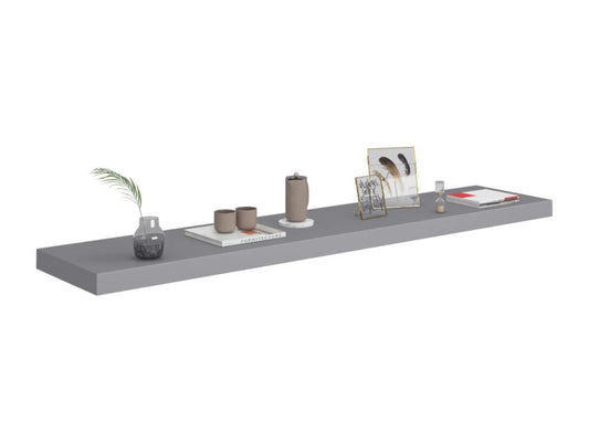 Grey floating wall shelf 120x23.5x3.8 cm MDF