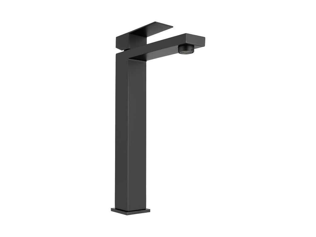 Square mechanical mixer tap in brushed stainless steel - Matte black - H31 cm - Meublita