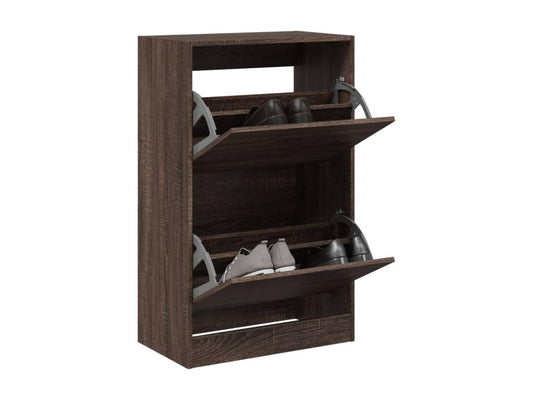 Brown oak shoe cabinet 60x34x96.5 engineered wood