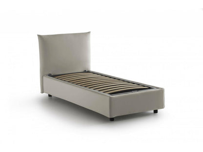 Vertchez Single Bed Storage Bed with Fabric Upholstery Made in Italy Side Opening Suitable for 80x190 cm Mattress Beige
