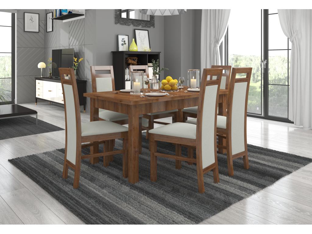 Brown wood and fabric chair, Meublita-Tissu 27121