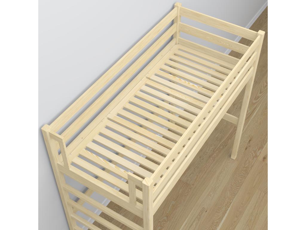 Wooden loft bed - with desk N01 Light Pine 120x190
