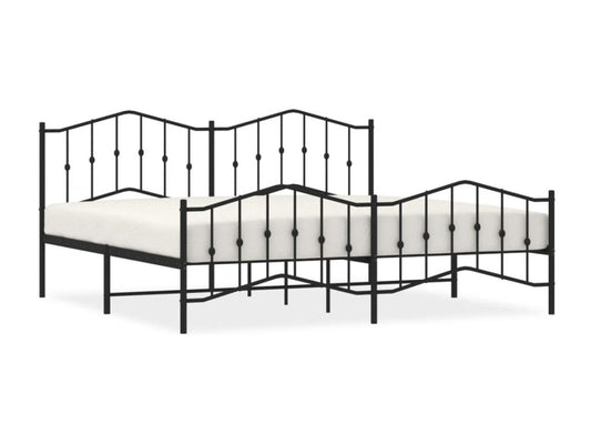 Metal bed frame with headboard and footboard, black, 193x203