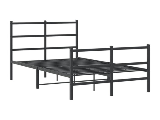 Metal bed frame without mattress, with black bed legs, 120x190cm