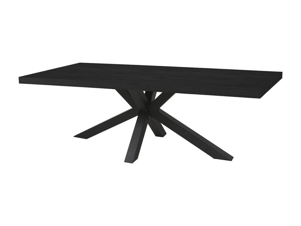 Meublita - Rectangular Table 230cm Black Wood Look Black Metal Star Base