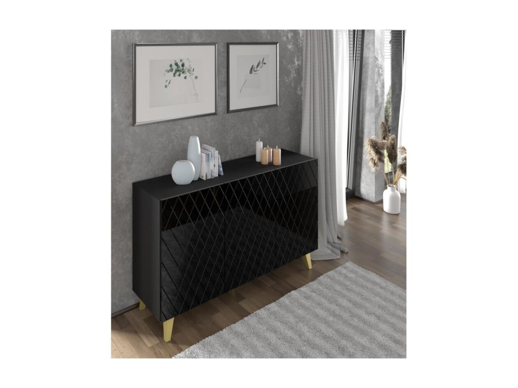 Meublita wooden sideboard with gold legs - Black - W 145 cm