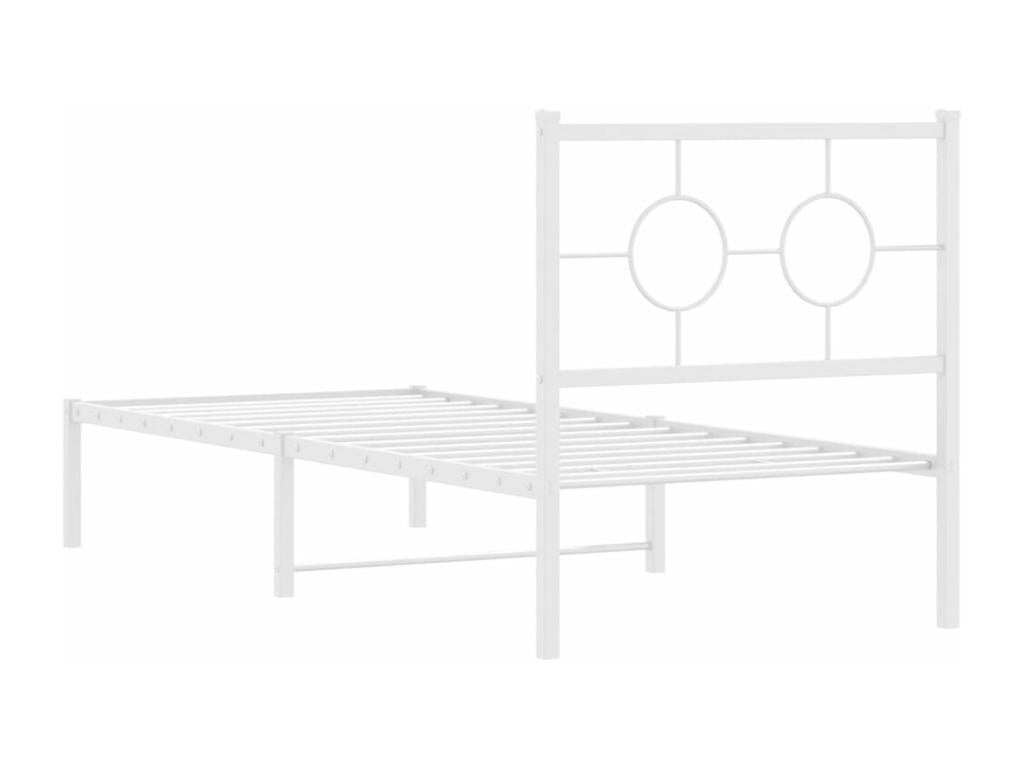 Metal bed frame with white headboard 75x190
