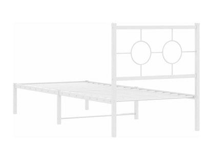 Metal bed frame with white headboard 75x190