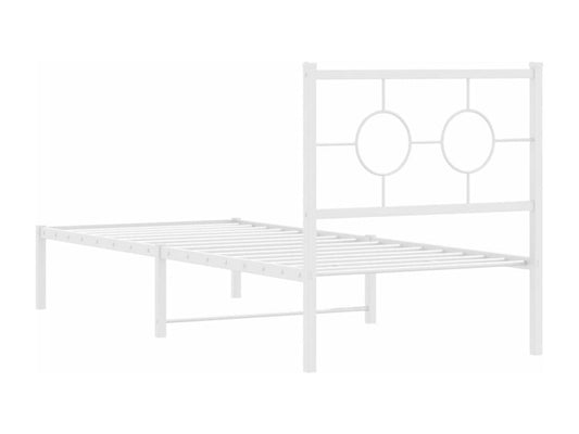 Metal bed frame with white headboard 75x190