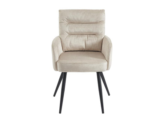 Set of 2 chairs with armrests in fabric and black metal - Cream - Meublita