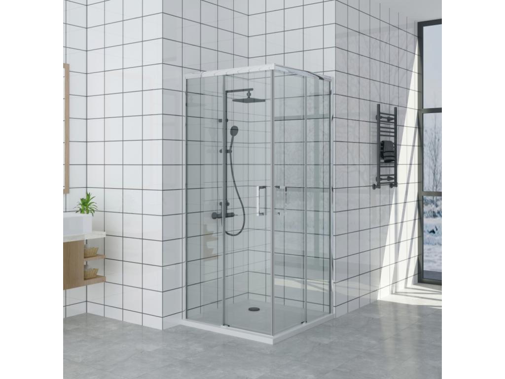 Shower tray 85x100 cm Meublita line Extra Thin Black Shower Enclosure 85x100 cm Height 200 cm With Corner Opening