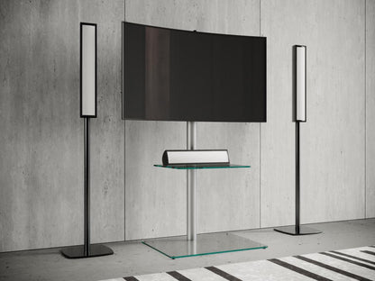 Meublita TV Stand Rack Aluminum TV Meublita glass Alani Clear glass shelf