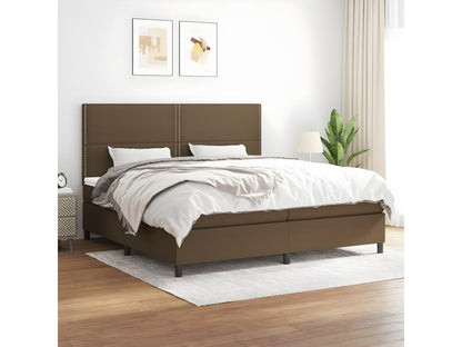 Upholstered bed base with mattress, dark brown, 200x200 cm