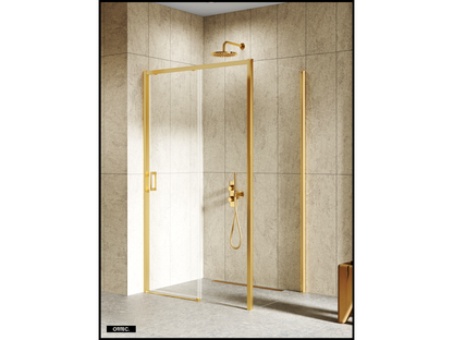 Shower Door with Side Panel - 120x70x200 - BRUSHED GOLD - TOP - LEFT
