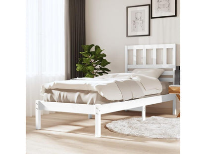 White Bed Solid Pine Wood 75x190 Small Single 4