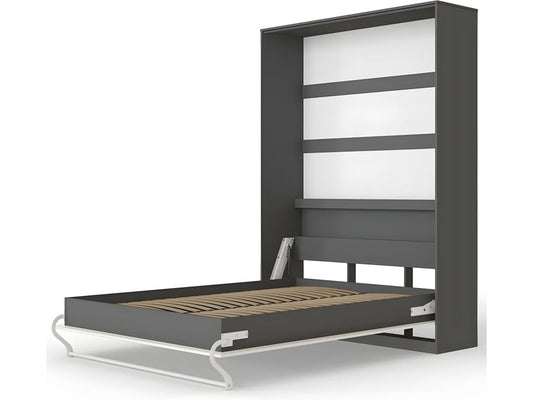 Wall Bed 140x200cm Foldable Bed Wall Bed Vertical Furniture Anthracite/Glossy White