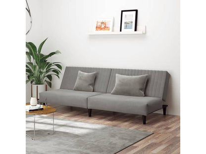 Light grey velvet 2-seater sofa bed