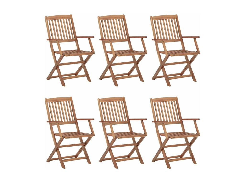 6-piece folding garden chairs with cushions, Meublita wood