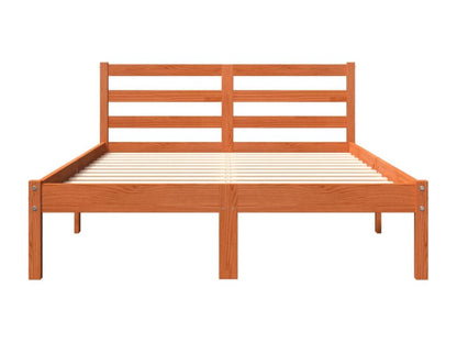 Bed frame without mattress, brown wax finish, 140x200cm, solid pine wood