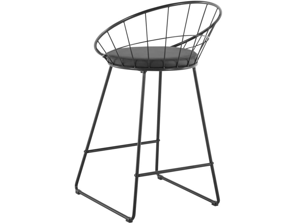 Vertchez - Bar stool set of 2 in PU/metal black