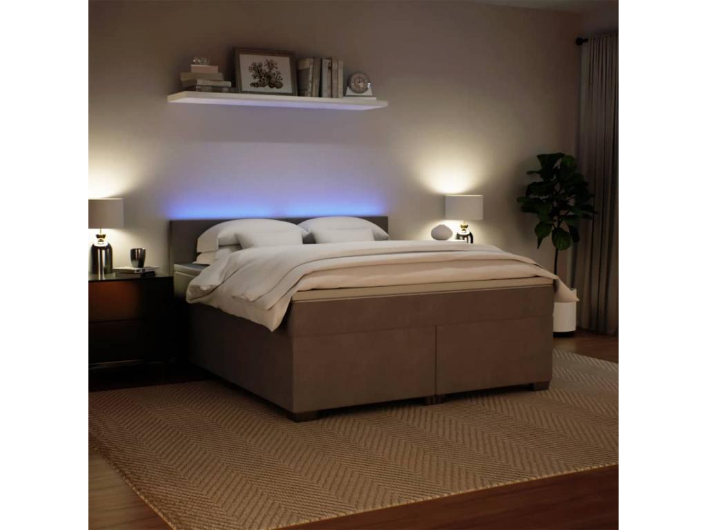 Meublita bed base and mattress, light grey, 180x200cm, velvet